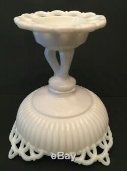 Vintage Westmoreland Glass Milk Glass Covered Footed Compote Candy Dish Doric
