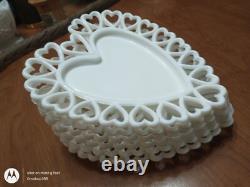 Vintage Westmoreland Heart-Shaped Milk Glass Plates Set of 6