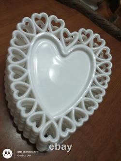 Vintage Westmoreland Heart-Shaped Milk Glass Plates Set of 6