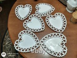 Vintage Westmoreland Heart-Shaped Milk Glass Plates Set of 6