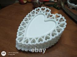 Vintage Westmoreland Heart-Shaped Milk Glass Plates Set of 6