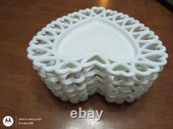Vintage Westmoreland Heart-Shaped Milk Glass Plates Set of 6