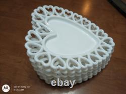 Vintage Westmoreland Heart-Shaped Milk Glass Plates Set of 6