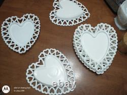 Vintage Westmoreland Heart-Shaped Milk Glass Plates Set of 6