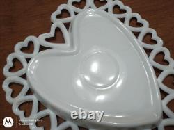 Vintage Westmoreland Heart-Shaped Milk Glass Plates Set of 6