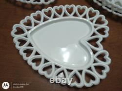 Vintage Westmoreland Heart-Shaped Milk Glass Plates Set of 6