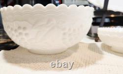 Vintage Westmoreland/Imperial Milk Glass aquired set Paneled grape design