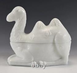 Vintage Westmoreland Milk Glass Camel Covered Dish with Labels Humphrey MINT