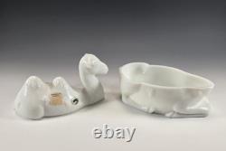 Vintage Westmoreland Milk Glass Camel Covered Dish with Labels Humphrey MINT