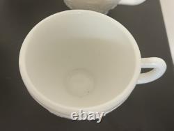 Vintage Westmoreland Milk Glass Grape Punch Bowl and 13 Cups