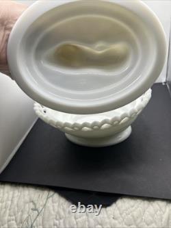 Vintage Westmoreland Milk Glass Lion Dancing Sailor with Lace Basket Atterbury
