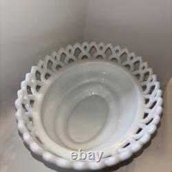 Vintage Westmoreland Milk Glass Lion Dancing Sailor with Lace Basket Atterbury