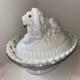 Vintage Westmoreland Milk Glass Lion On Dancing Sailor White With Lace Basket