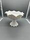 Vintage Westmoreland Milk Glass Paneled Grape Bowl Set With Stand