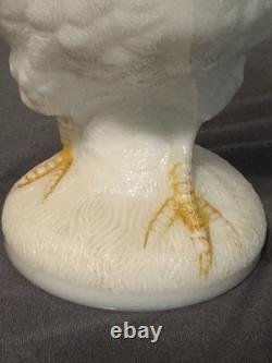Vintage Westmoreland Milk Glass Rooster Covered Dish Pedestal Hand Painted W Mar