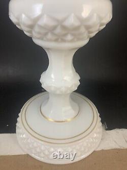 Vintage Westmoreland Milk Glass Roses Ribbon EUC Hobnail Covered Dish Pedestal