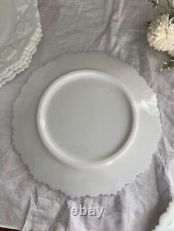Vintage Westmoreland Old Quilt Milk Glass Set of 4 Dinner Plates