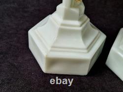 Vintage Westmoreland Pattern EAPG Milk Glass CRUCIFIX Candlesticks Pair 12