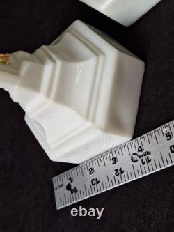 Vintage Westmoreland Pattern EAPG Milk Glass CRUCIFIX Candlesticks Pair 12