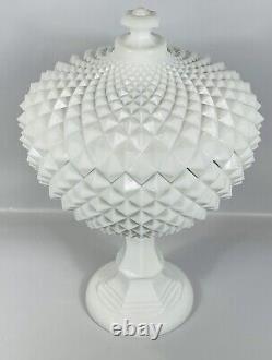 Vintage Westmoreland Sawtooth White Milk Glass Compote Candy Dish Large 14