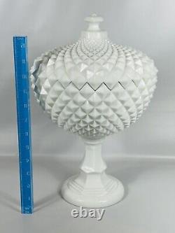 Vintage Westmoreland Sawtooth White Milk Glass Compote Candy Dish Large 14