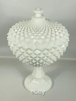 Vintage Westmoreland Sawtooth White Milk Glass Compote Candy Dish Large 14