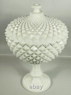 Vintage Westmoreland Sawtooth White Milk Glass Compote Candy Dish Large 14