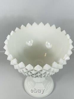 Vintage Westmoreland Sawtooth White Milk Glass Compote Candy Dish Large 14