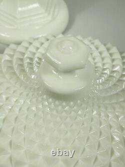 Vintage Westmoreland Sawtooth White Milk Glass Compote Candy Dish Large 14