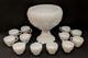 Vintage Westmoreland Three Fruits White Milk Glass 10 Punch Bowl Set & 12 Cups