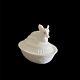 Vintage Westmoreland White Milk Glass Fox On Nest Covered Candy Dish Basket