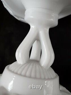 Vintage Westmoreland mid-century milk glass scalloped pedestal, 11.5 inches