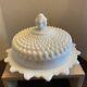 Vintage Westmorelandwhite Hobnail Milk Glass Cheese Dish With Lid/ Rare