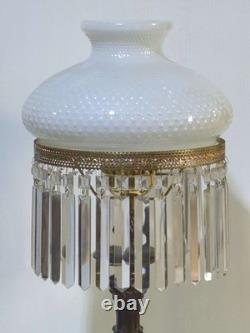 Vintage White Hobnail Milk Glass Hurricane Lamp 31Tall Great condition, STUNNING