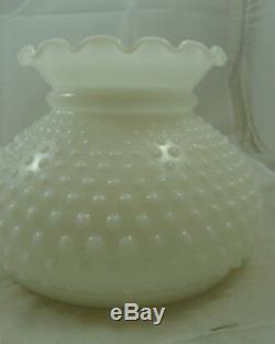 Vintage White Hobnail Milk Glass Lamp Large Globe Hurricane Table Light Shade
