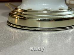Vintage White Hobnail Milk Glass Lamp With Brass Trim Globe