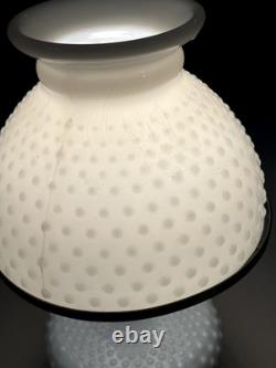 Vintage White Hobnail Milk Glass Lamp With Brass Trim Globe