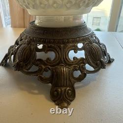 Vintage White Iridescent Milk Glass Floral Carl Falkenstein Hollywood Regency