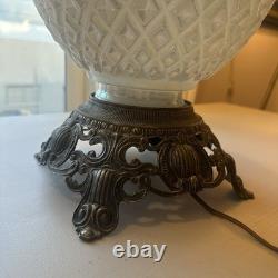 Vintage White Iridescent Milk Glass Floral Carl Falkenstein Hollywood Regency