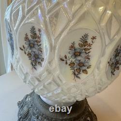 Vintage White Iridescent Milk Glass Floral Carl Falkenstein Hollywood Regency