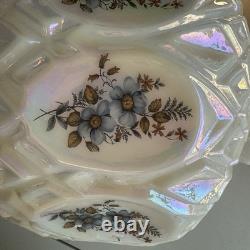 Vintage White Iridescent Milk Glass Floral Carl Falkenstein Hollywood Regency