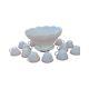 Vintage White Milk Glass Punch Bowl With Cups