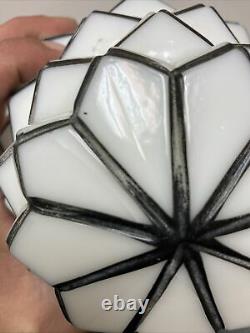 Vintage White Milk Glass Art Deco Black & White Skyscraper Lamp Globe/shade