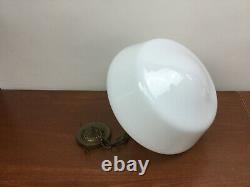 Vintage White Milk Glass Art Deco Schoolhouse Shade Globe Ceiling Light Fixture