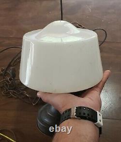 Vintage White Milk Glass Art Deco Schoolhouse Shade Globe Ceiling Light Fixture