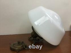 Vintage White Milk Glass Art Deco Schoolhouse Shade Globe Ceiling Light Fixture