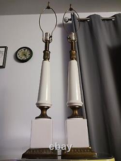 Vintage White Milk Glass Berger Swivel Harp Tall Lamps