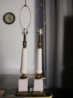 Vintage White Milk Glass Berger Swivel Harp Tall Lamps