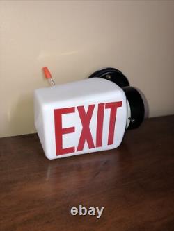 Vintage White Milk Glass Exit Sign Electric Light Double Sided Soda Shop Decor