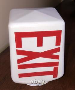 Vintage White Milk Glass Exit Sign Electric Light Double Sided Soda Shop Decor